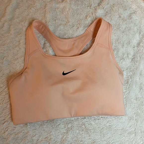 NIKE Dri-Fit Swoosh Medium Support 1-Piece Pad Sports Bra Coral - Picture 3 of 5